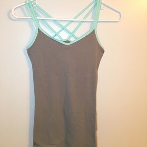Crossed Grey & Blue Tank Top